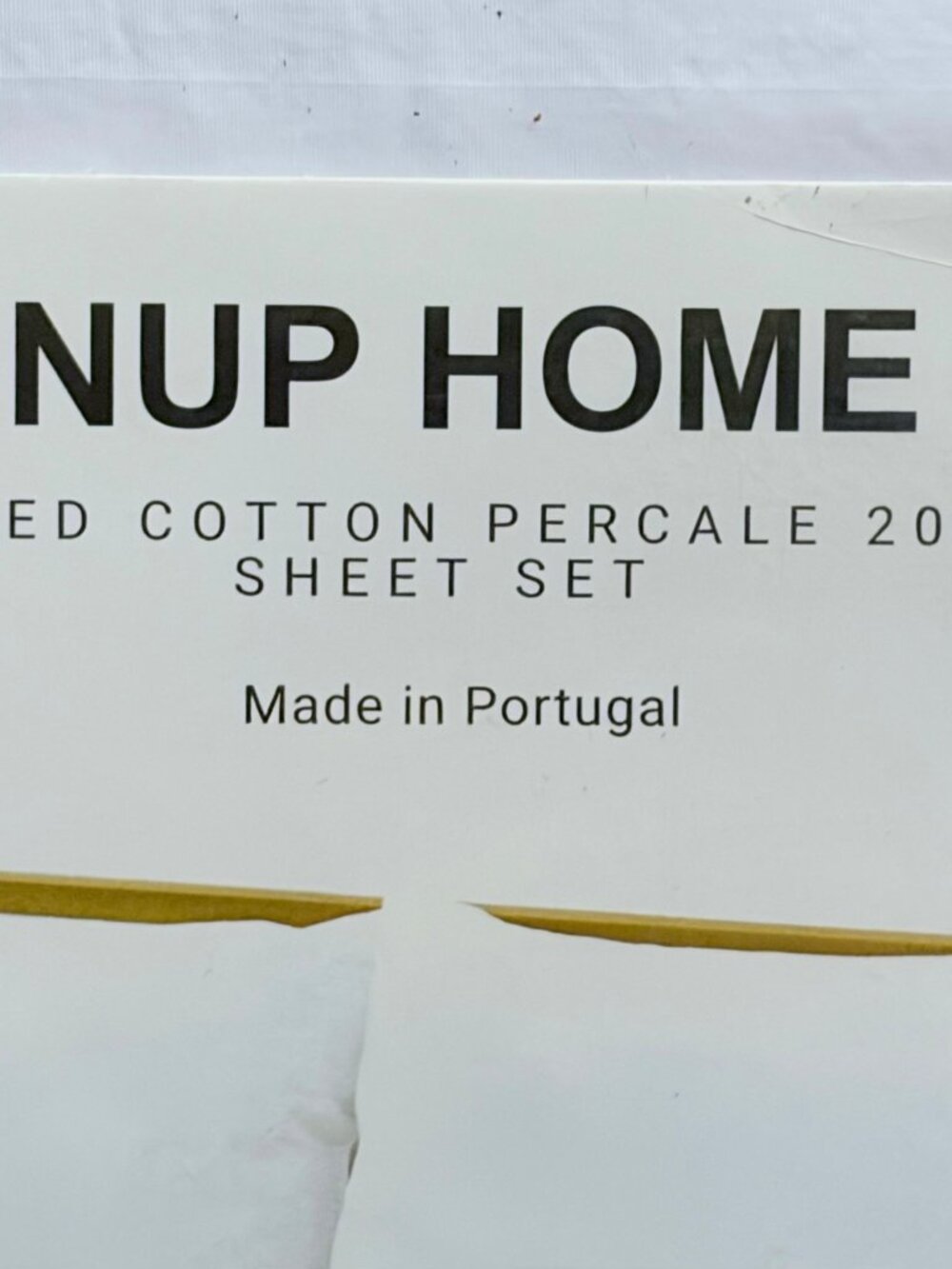 INUP HOME Queen Size Washed Cotton Percale Sheet Set (With Blue Gray Band) - Picture 8 of 8